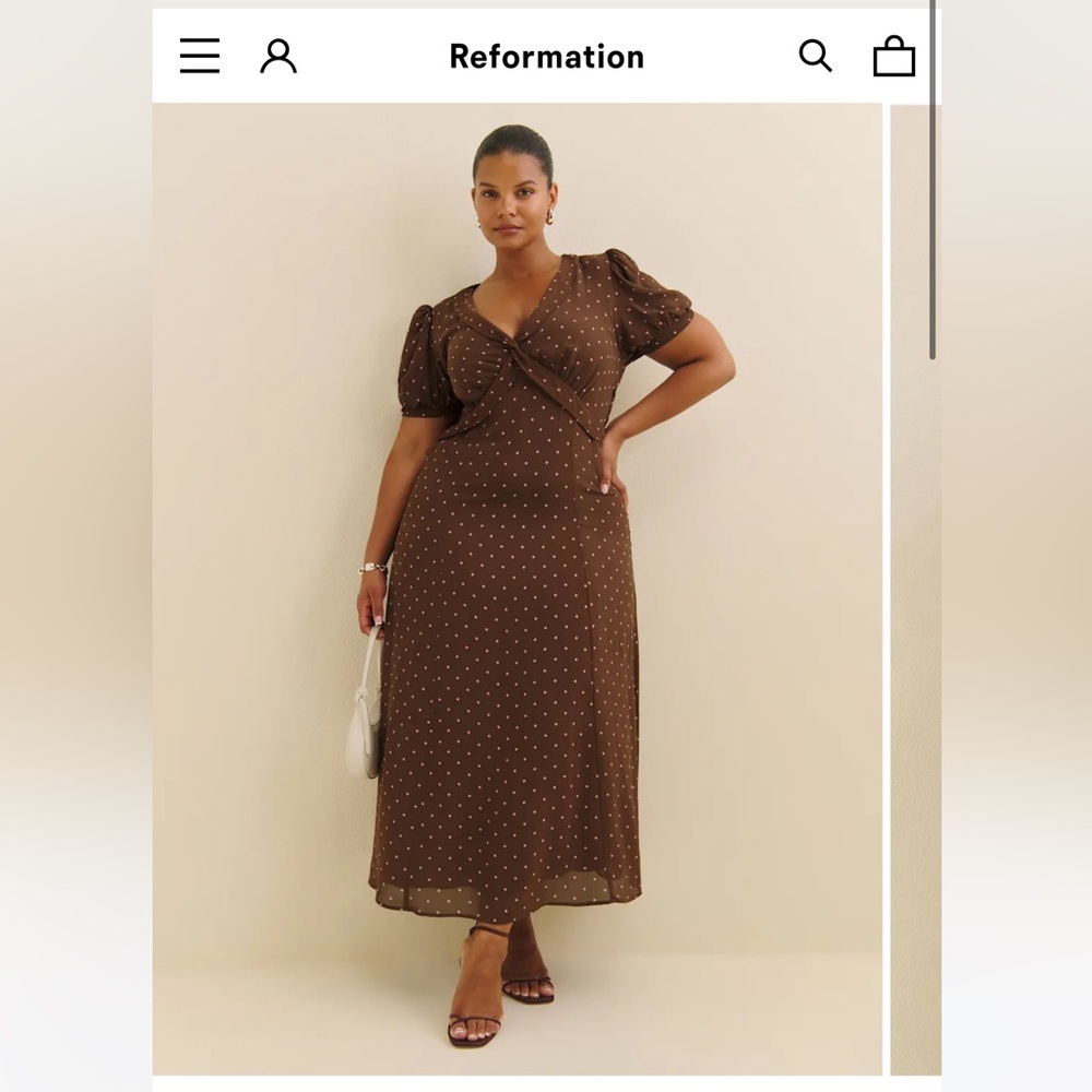 Reformation Michelle Dress Es Brown - Size 14
